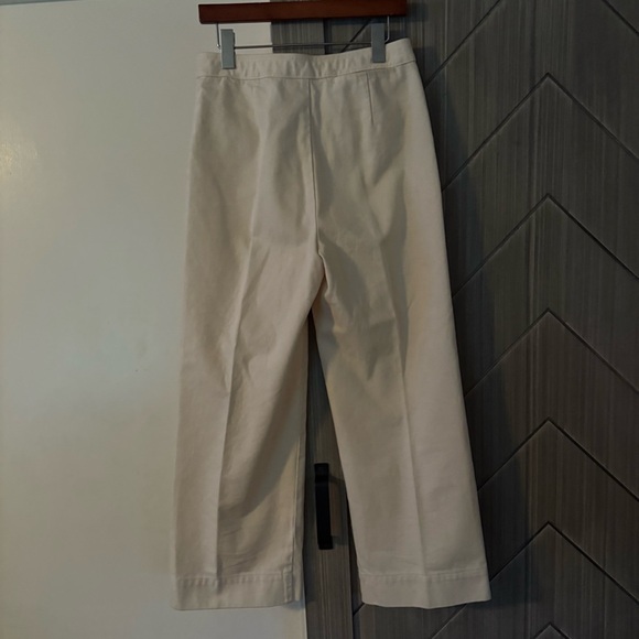Tory Burch Button Fly Wide Leg Preppy Denim Cream High Rise Sailor Pants Size 2 - Picture 8 of 16